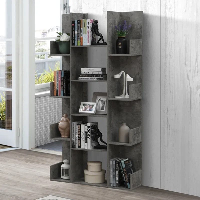 ΒΙΒΛΙΟΘΗΚΗ CHARLES PAKOWORLD ΜΕΛΑΜΙΝΗΣ ΓΚΡΙ OAK 90X31X182.5ΕΚ