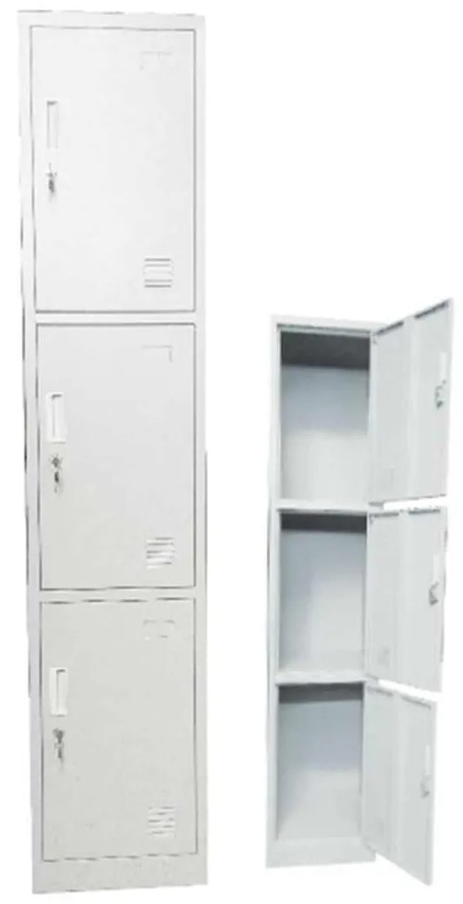 Μεταλλικό Locker 3 θέσεωv Λευκό 38x45x185cm