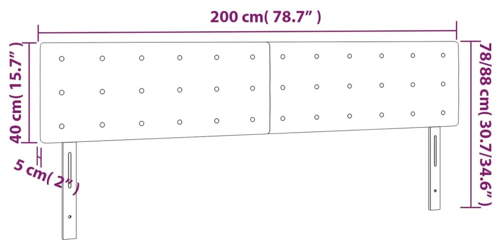 Κεφαλάρια Κρεβατιού 2 τεμ. Μπλε 100x5x78/88 εκ. Υφασμάτινο - Μπλε