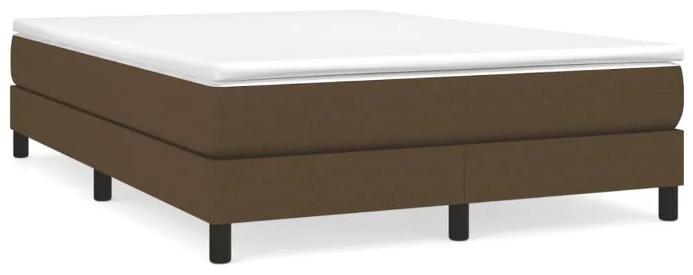 Κρεβάτι Boxspring με Στρώμα Σκούρο Καφέ 140x190 εκ. Υφασμάτινο - Καφέ