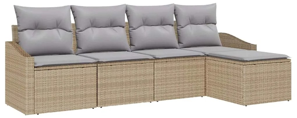 vidaXL Σετ Καναπέ Κήπου 5 pcs Μπεζ Πολυ ράταν