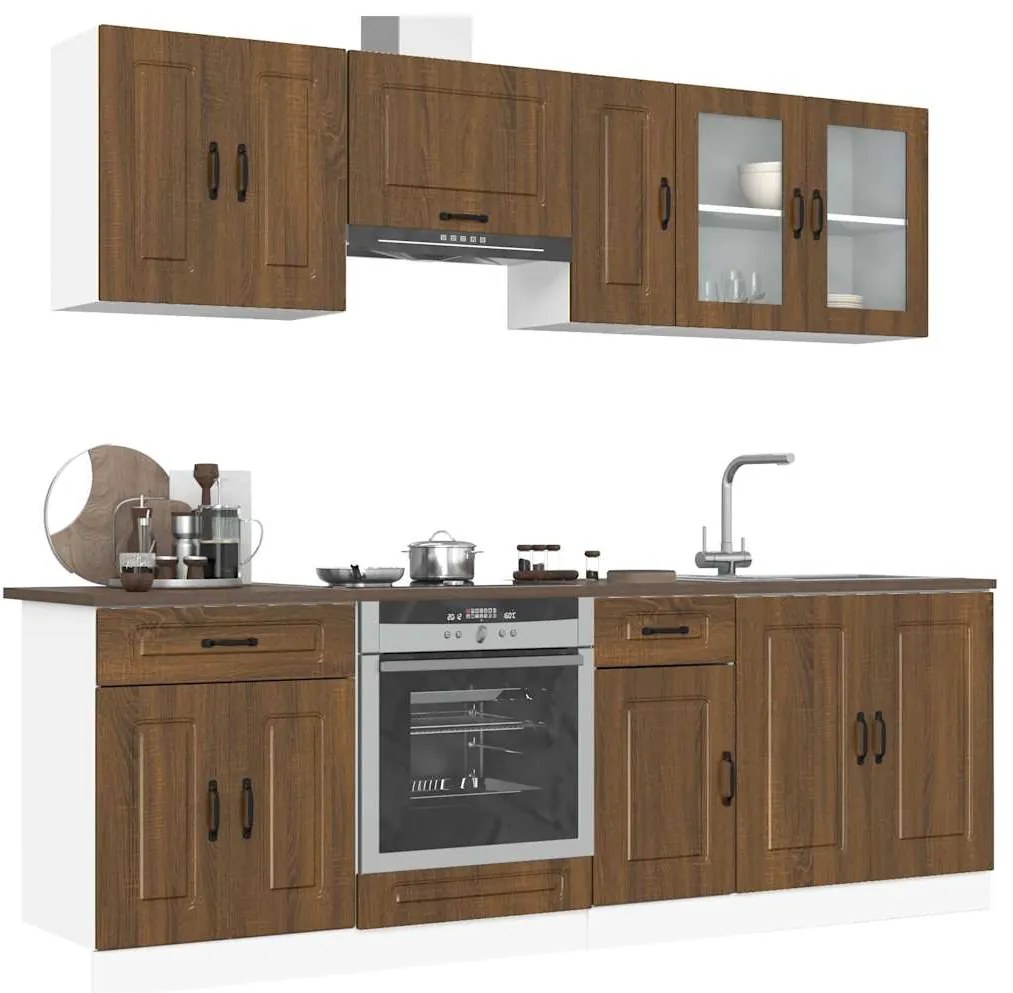 vidaXL Σετ Ντουλαπιών Κουζίνας 8 Τεμαχίων "Kalmar" Καφέ Δρυς από Τεχνητό Ξύλο