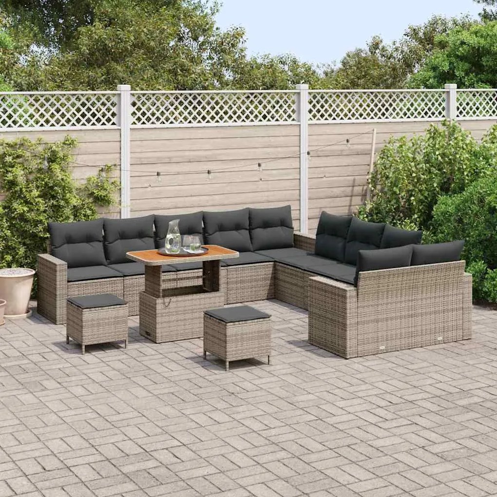 vidaXL Σετ Καναπέ Κήπου 13 pcs Γκρι συνθετικό ρατάν