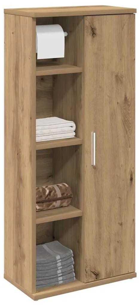 Ντουλάπι μπάνιου με θήκη για ρολό Αρτισιανή Δρυς 39x22x90 εκ.