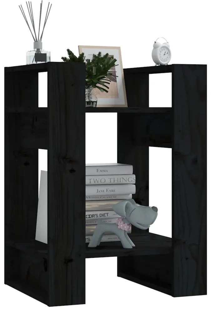 vidaXL Βιβλιοθήκη/Διαχωριστικό Χώρου Μαύρο 41x35x57 εκ. Μασίφ Πεύκο