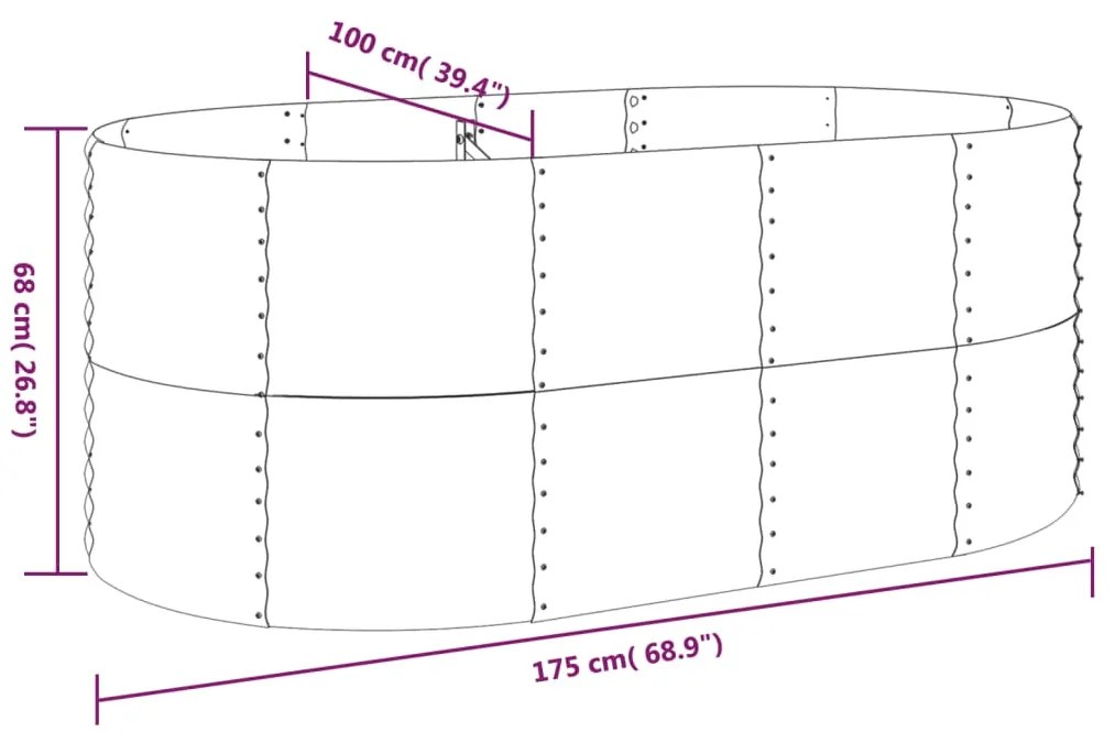 vidaXL Ζαρντινιέρα Ασημί 175x100x68 εκ. Γαλβανισμένος χάλυβας