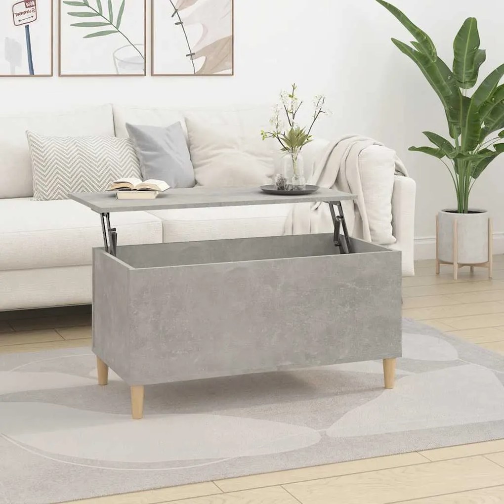 vidaXL Τραπεζάκι Σαλονιού Γκρι Σκυροδ. 90x44,5x45 εκ. Επεξεργ. Ξύλο