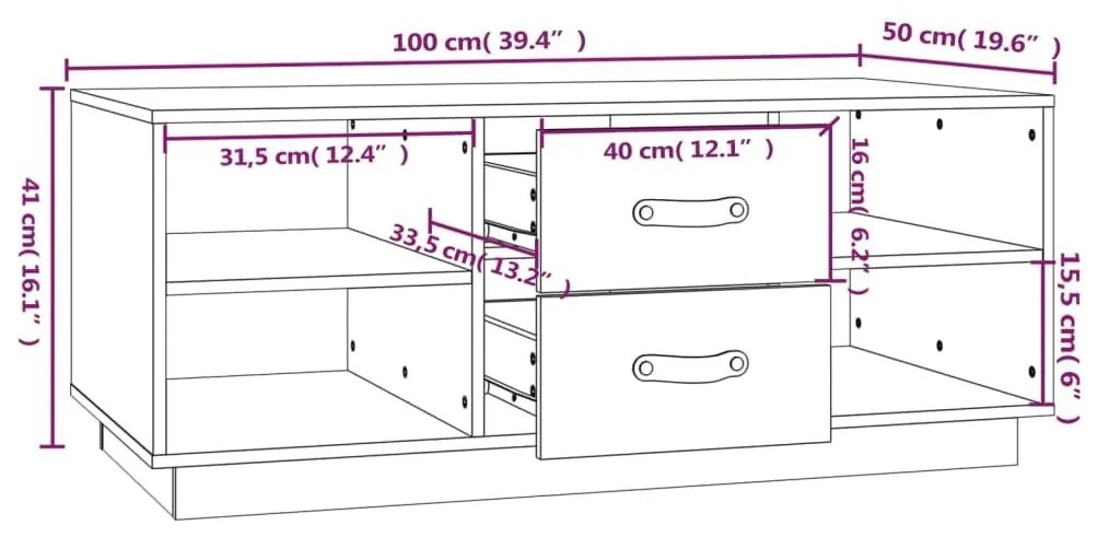 Τραπεζάκι Σαλονιού Λευκό 100x50x41 εκ. από Μασίφ Ξύλο Πεύκου - Λευκό