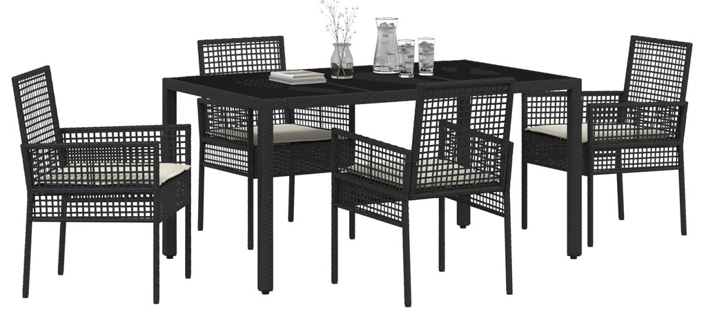vidaXL Σέτ φαγητού για κήπο 5 pcs Μαύρο 150 x 90 x 75 cm