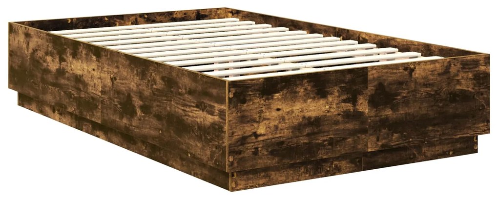 vidaXL Σκελετός Κρεβατιού με κεφαλάρι Καπνιστό Δρύς 135 x 190 cm