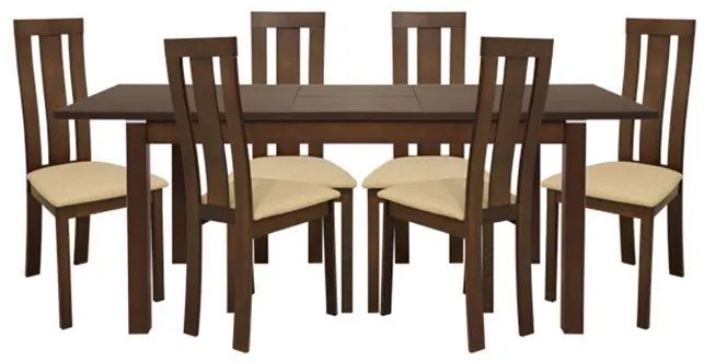 Σετ Τραπεζαρίας C10090 7τμχ Καρυδί με Τραπέζι Ανοιγόμενο & 6 Καρέκλες