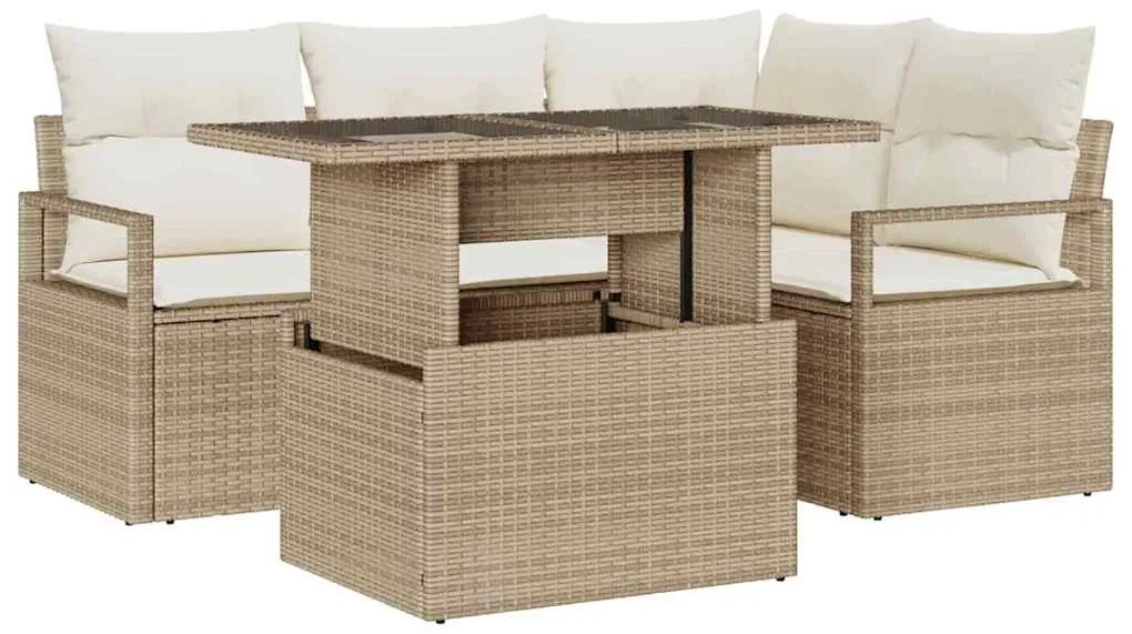 vidaXL Σετ Καναπέ Κήπου 5 pcs μπεζ και κρεμ 100 x 55 x 73 εκ