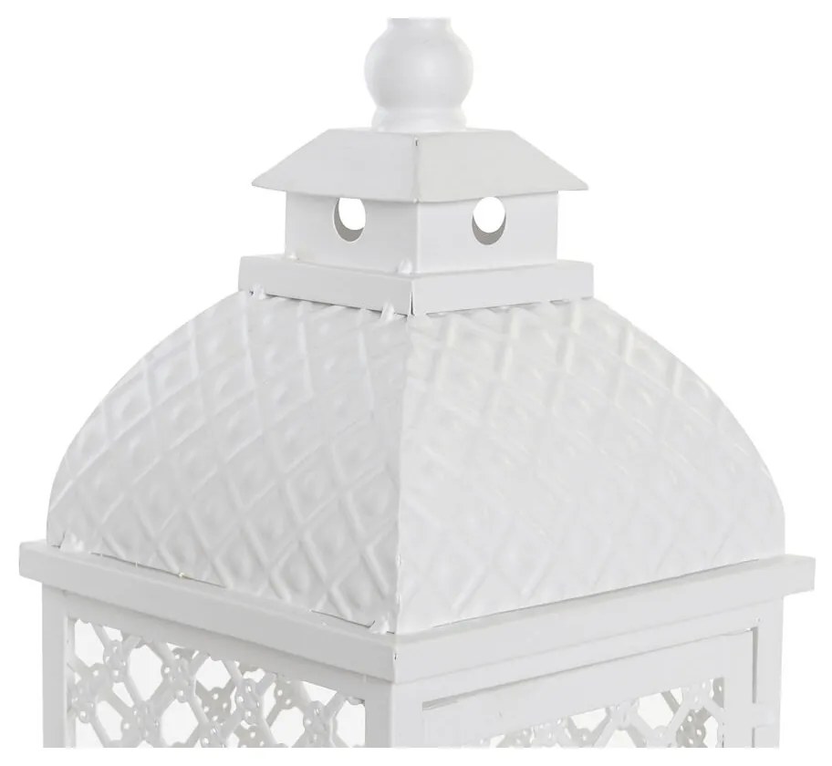 Σετ φαναριών DKD Home Decor Λευκό Μέταλλο Κρυστάλλινο Άραβας Παλαιωμένο φινίρισμα 24 x 24 x 74 cm (3 Τεμάχια)