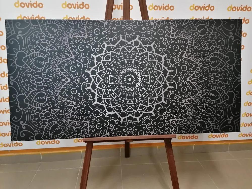 Εικόνα vintage Mandala σε ινδικό στυλ σε ασπρόμαυρο σχέδιο - 100x50