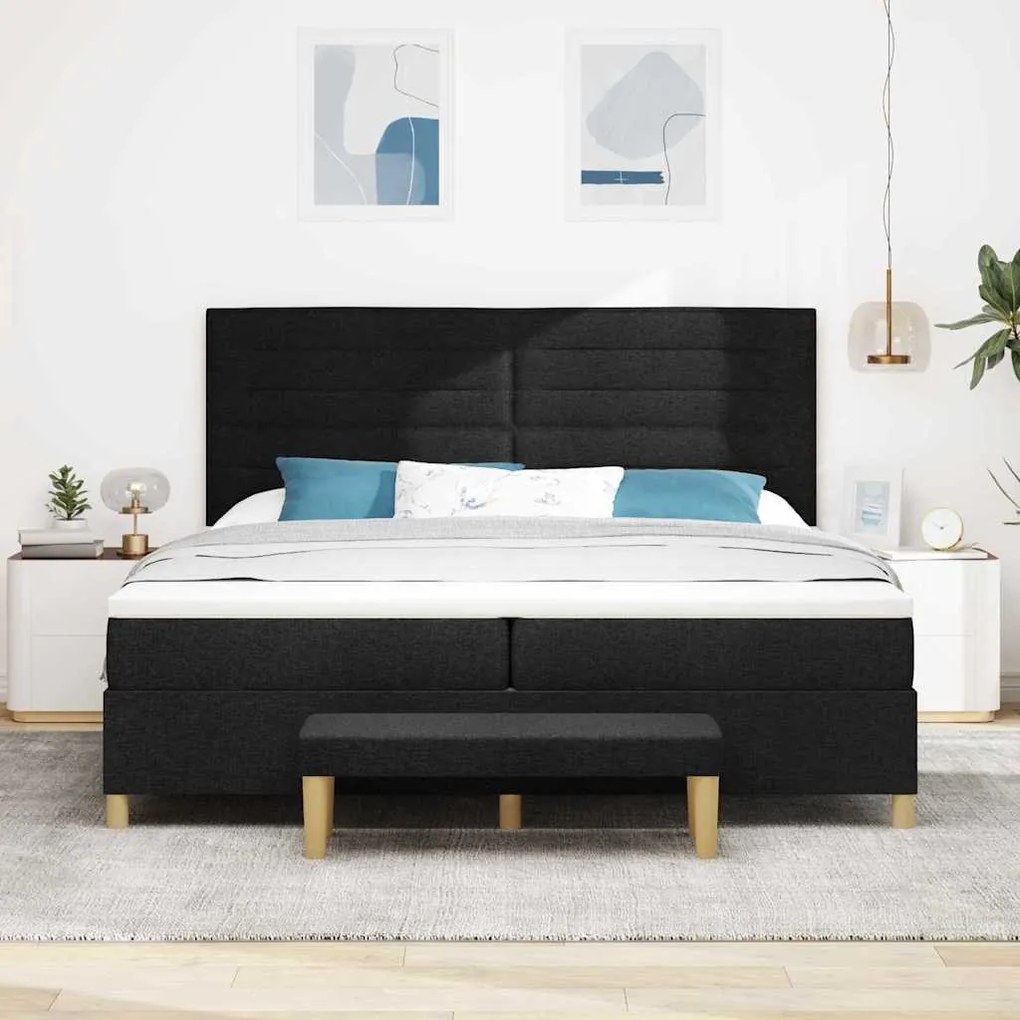 vidaXL Κρεβάτι με ελατήρια με στρώμα Μαύρο 200 x 200 cm ύφασμα