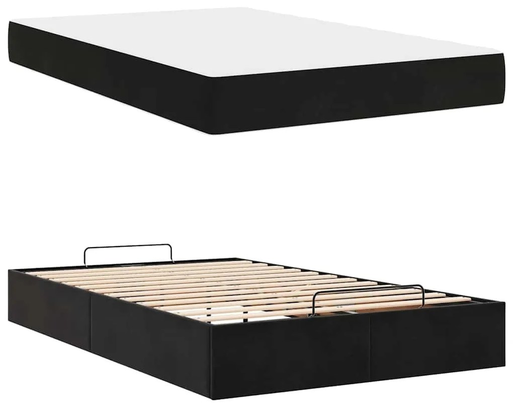 vidaXL Σκελετός κρεβατιού με στρώμα με στρώμα 2 pcs Μαύρο Βελούδο