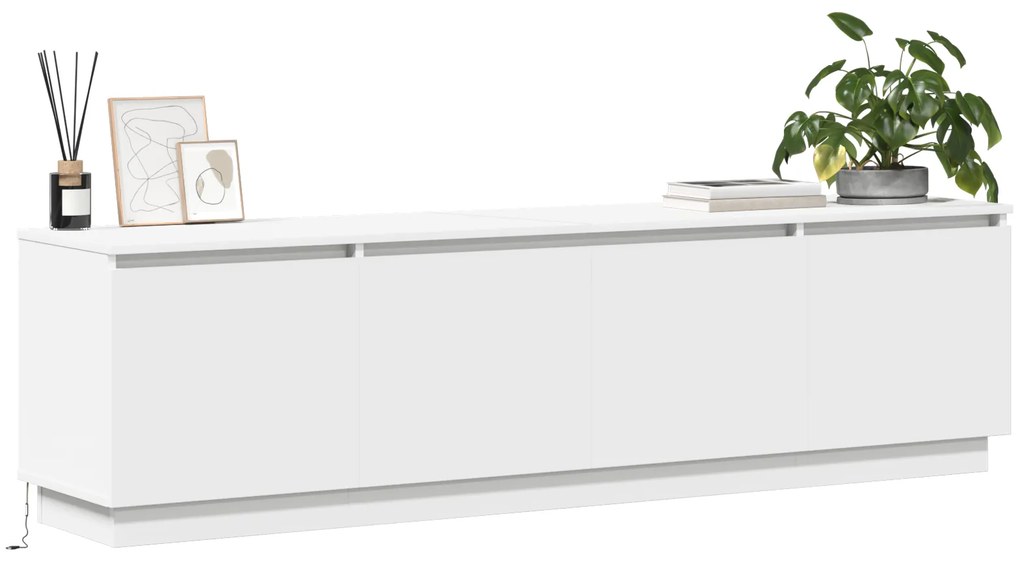 vidaXL Κονσόλα τηλεόρασης με LED Λευκή 180x38x49 εκ. Επεξεργασμένο ξύλο