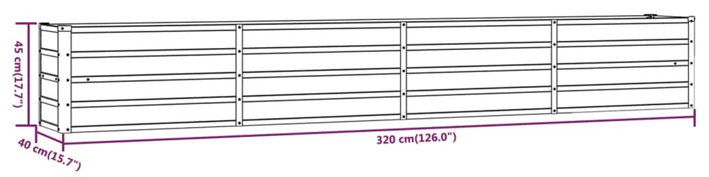 Ζαρντινιέρα Σκουριασμένο 320x40x45 εκ. Ατσάλι Σκληρυθέν Αέρα - Καφέ