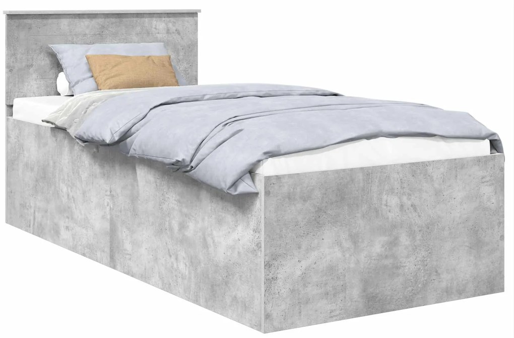 vidaXL Σκελετός Κρεβατιού με κεφαλάρι Σκυρόδεμα Γκρι 90 x 190 cm