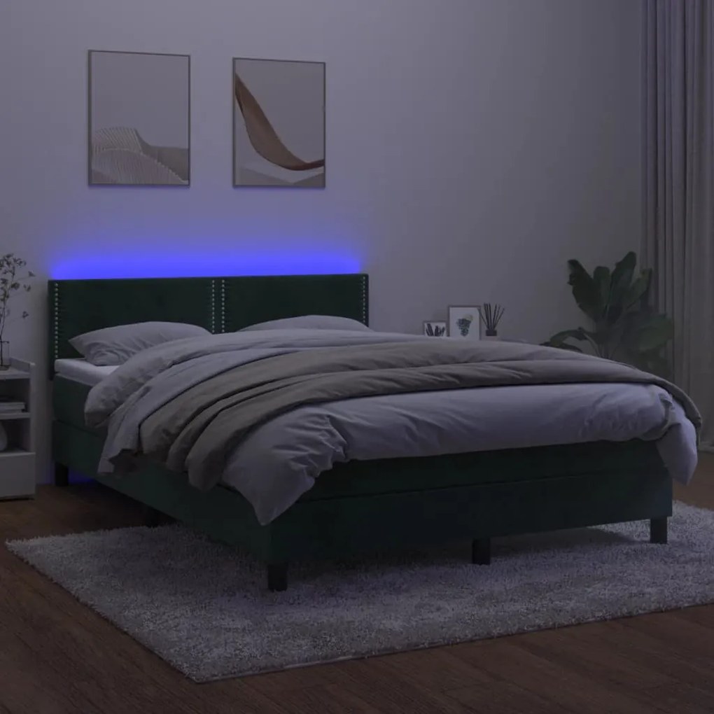 ΚΡΕΒΑΤΙ BOXSPRING ΜΕ ΣΤΡΩΜΑ &amp; LED ΣΚ. ΠΡΑΣΙΝΟ 140X190ΕΚ ΒΕΛΟΥΔΟ 3134342