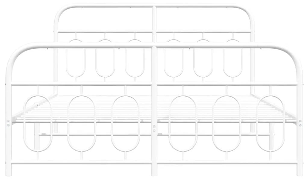 vidaXL Πλαίσιο Κρεβατιού με Κεφαλάρι&Ποδαρικό Λευκό 140x190εκ. Μέταλλο