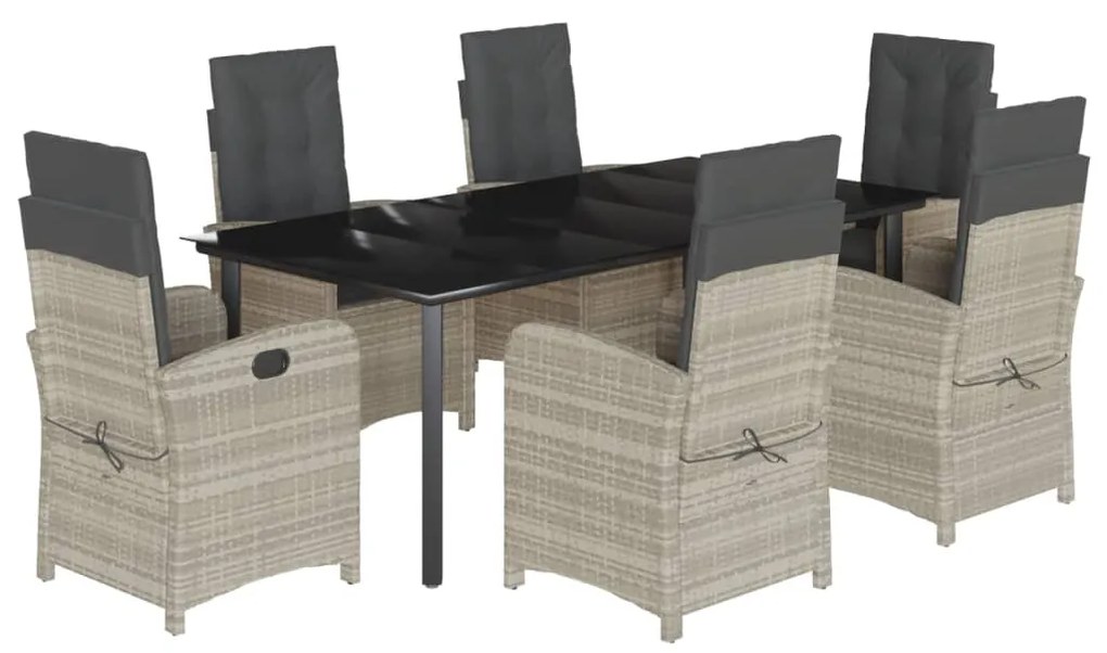 vidaXL Σετ Τραπεζαρίας Κήπου 7 τεμ. Αν. Γκρι Συνθ. Ρατάν με Μαξιλάρια