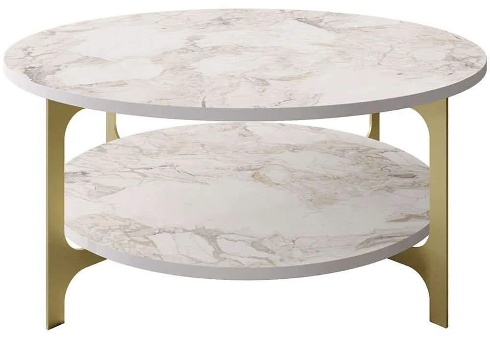 Τραπέζι Σαλονιού Versy 541HDL1213 90x36,8x90cm Marble Effect White-Gold
