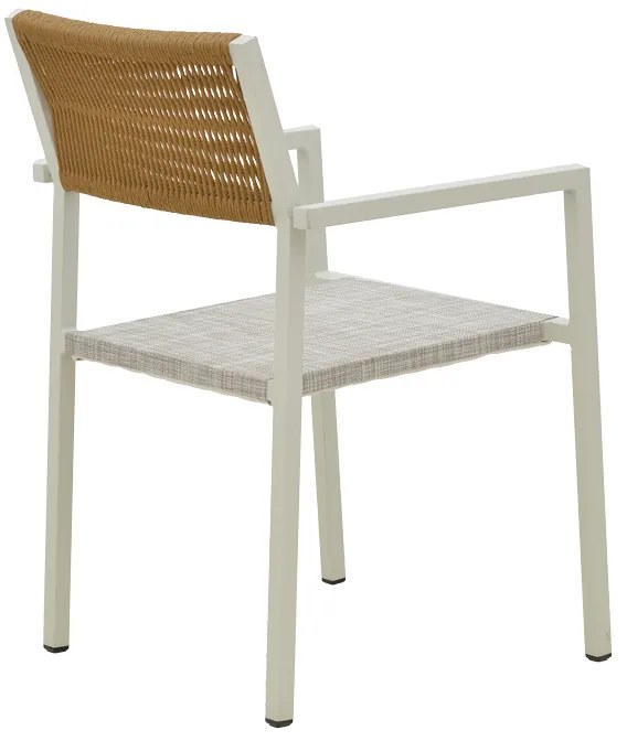 Τραπεζαρία Savor-Kliton σετ 5τεμ pakoworld λευκό αλουμίνιο και rattan σε φυσικό χρώμα 80x80x74εκ