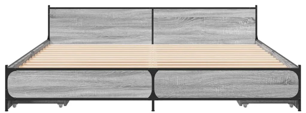 vidaXL Πλαίσιο Κρεβατιού με συρτάρια Γκρι sonoma 200x200εκ. Επεξ. Ξύλο