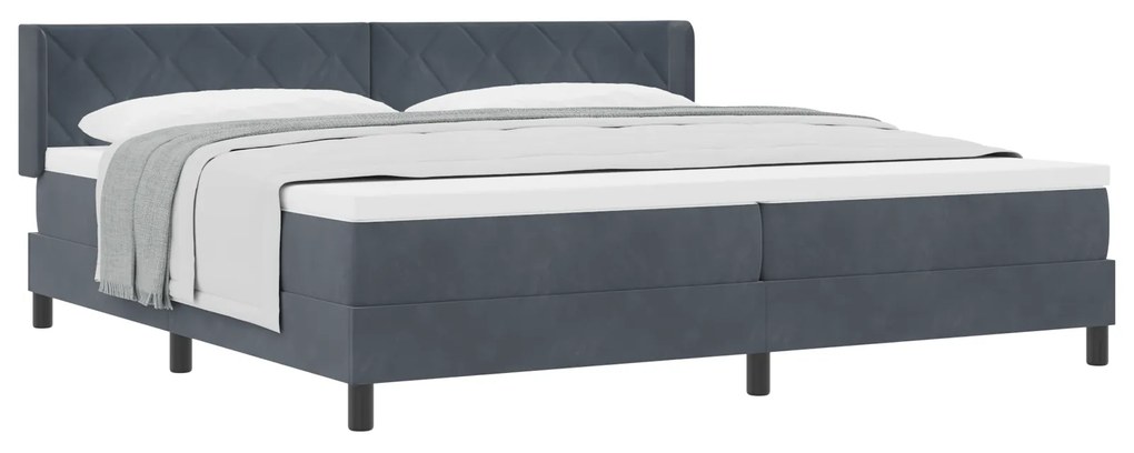 vidaXL Κρεβάτι με Στρώμα Στρατηγικής Γκρι 200x200 εκ Βελούδο