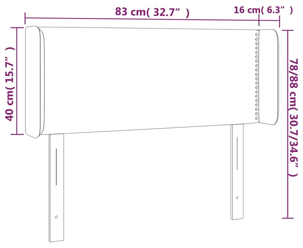 vidaXL Κεφαλάρι Κρεβατιού LED Σκούρο Μπλε 83x16x78/88 εκ. Βελούδινο