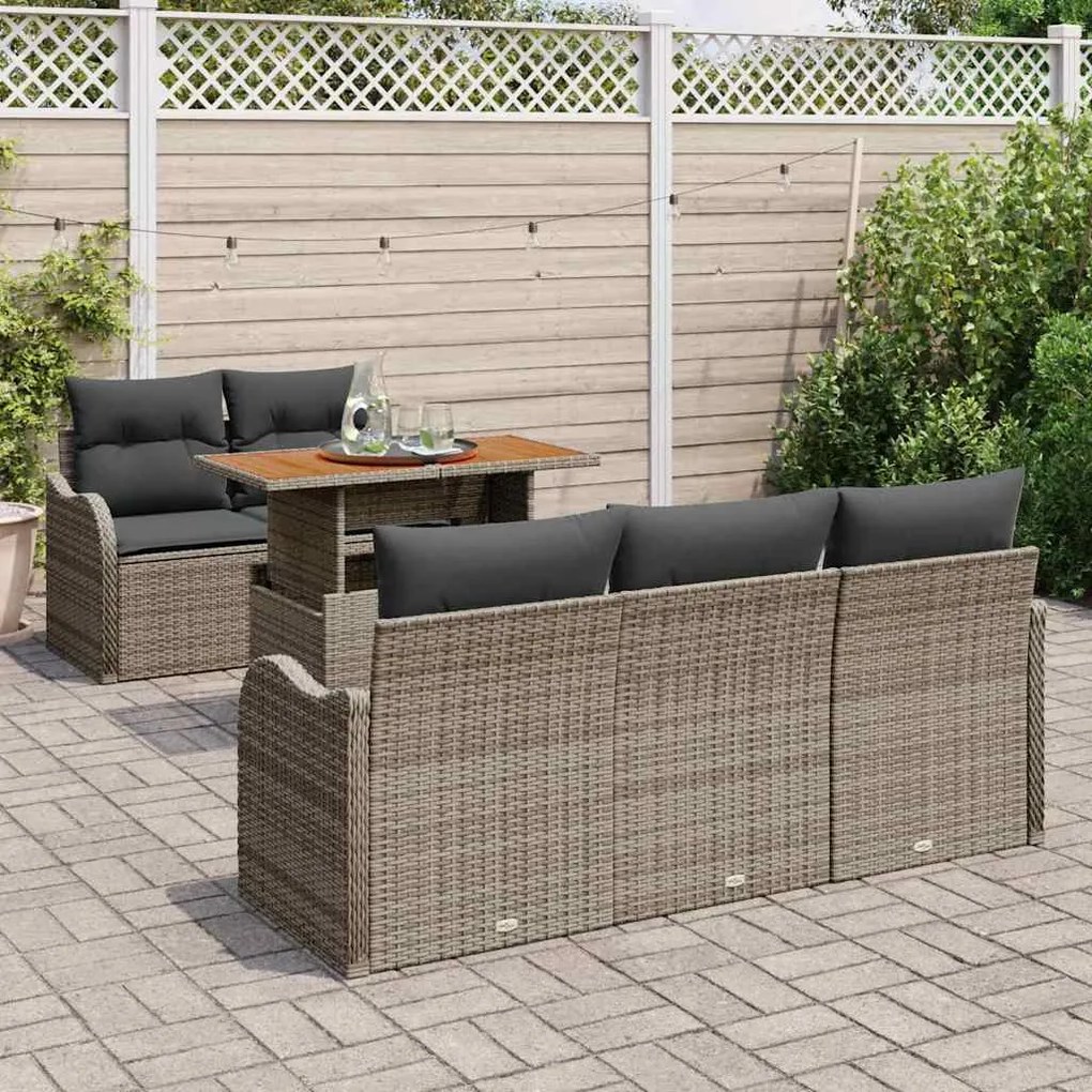 vidaXL Σετ Καναπέ Κήπου με μαξιλάρι 6 pcs Γκρι 100 x 55 x 73 εκ