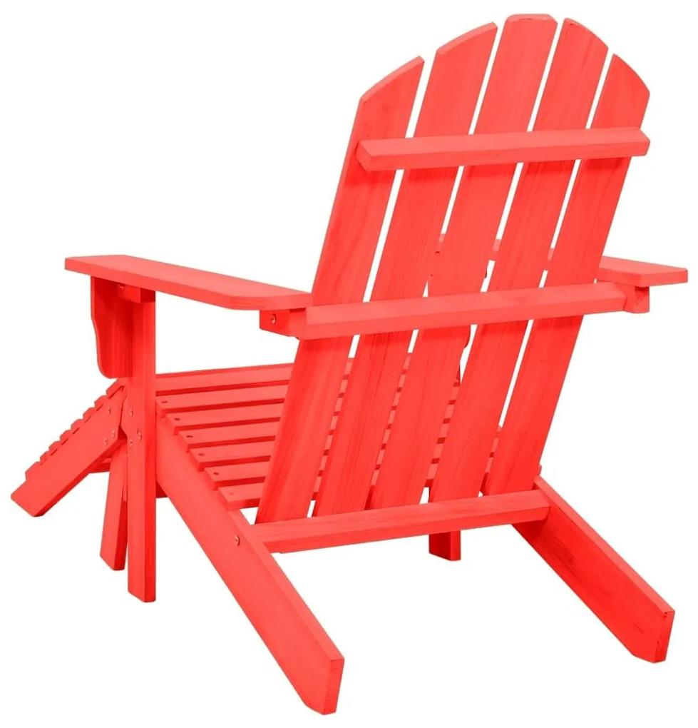 Καρέκλα Κήπου Adirondack με Υποπόδιο Κόκκινη από Ξύλο Ελάτης - Κόκκινο