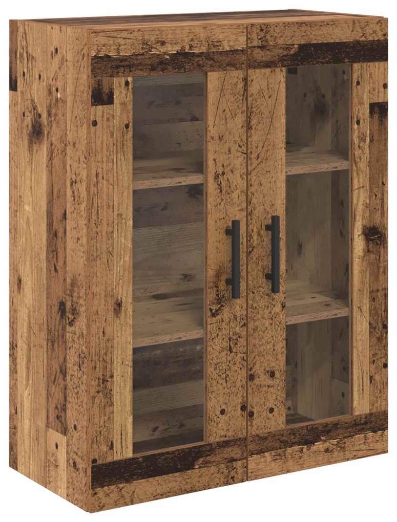 vidaXL Highboard 2 pcs Παλιό Ξύλο Σύνθετο Ξύλο και Γυαλί