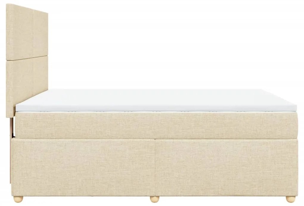 vidaXL Κρεβάτι Boxspring με Στρώμα Κρεμ 140x200 εκ. Υφασμάτινο