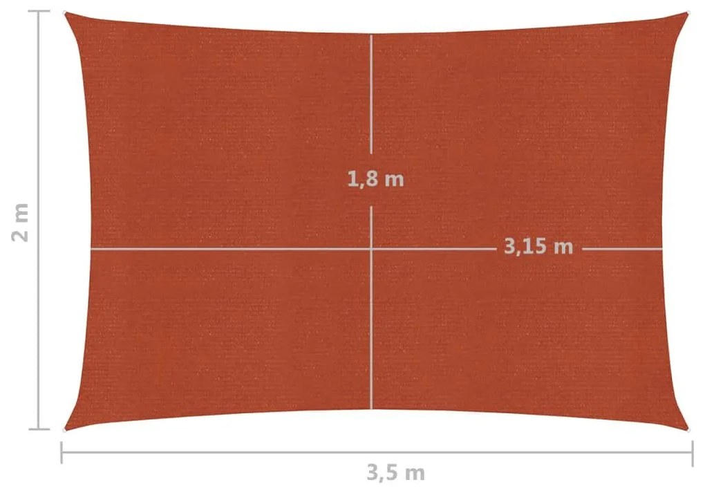 Πανί Σκίασης Τερακότα 2 x 3,5 μ. από HDPE 160 γρ./μ² - Καφέ