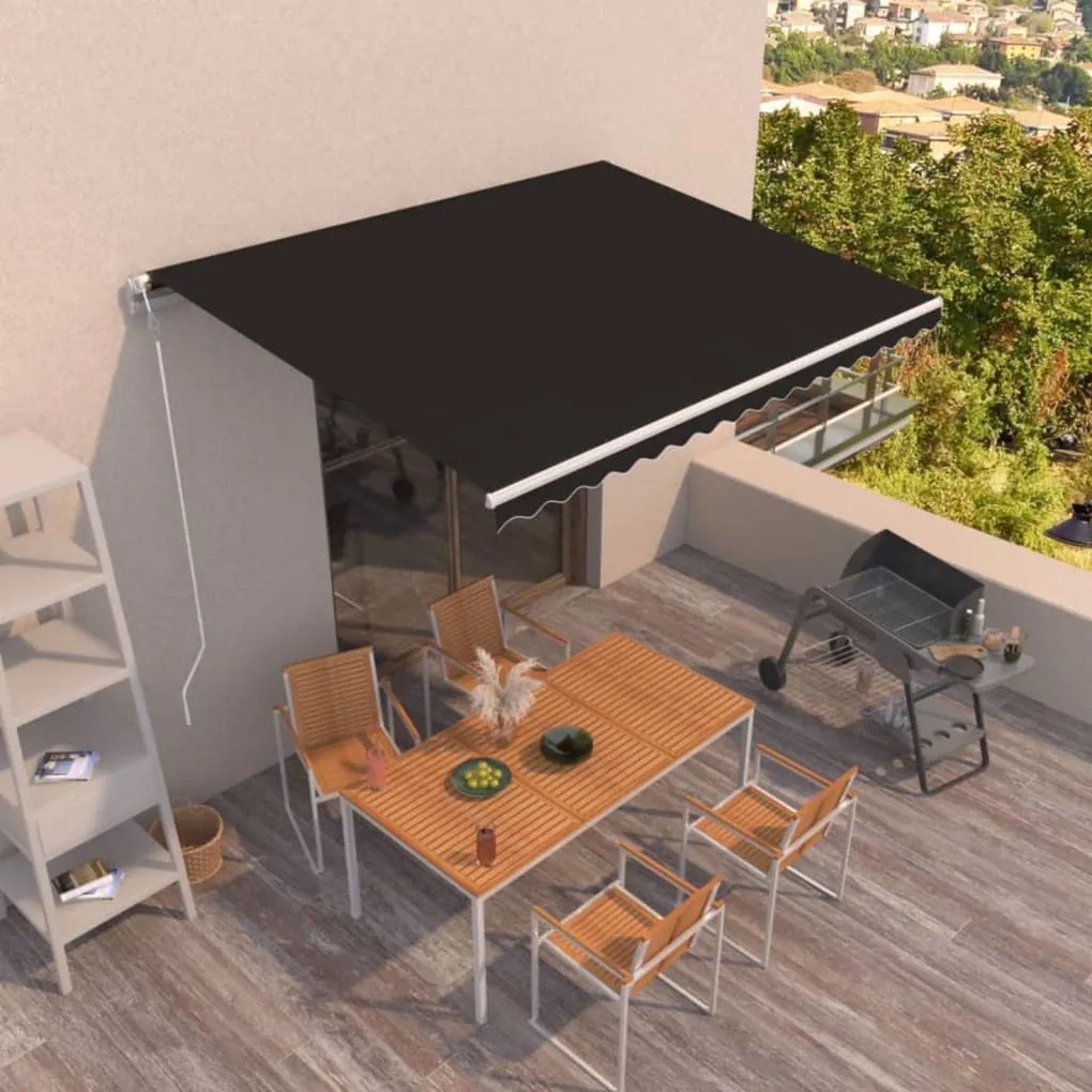 vidaXL Τέντα Συρόμενη Αυτόματη Ανθρακί 400 x 350 εκ.