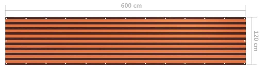 vidaXL Διαχωριστικό Βεράντας Πορτοκαλί/Καφέ 120x600 εκ. Ύφασμα Oxford
