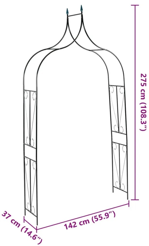 vidaXL Αψίδα Κήπου Σκούρο Πράσινο 142 x 37 x 275 εκ. Σιδερένια