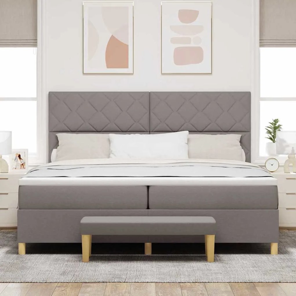 vidaXL Κρεβάτι με ελατήρια με στρώμα Taupe 200 x 200 cm ύφασμα