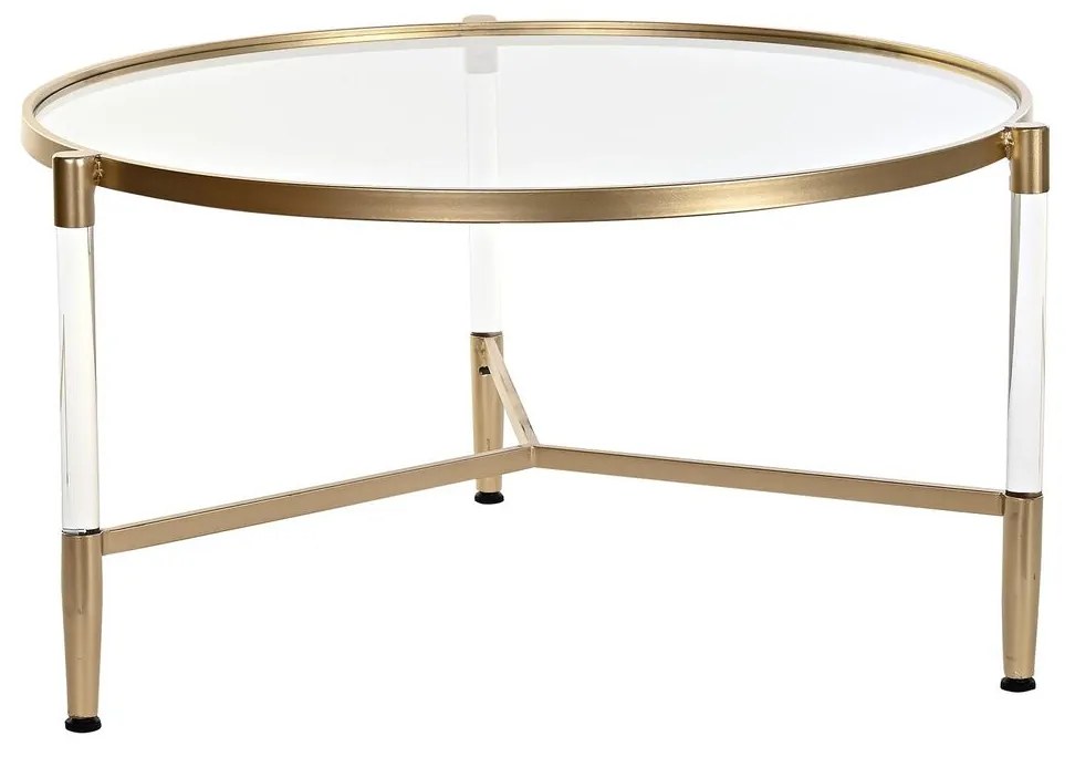 Τραπεζάκι Καφέ DKD Home Decor Glamour Διαφανές Χρυσό Ακρυλικό Μέταλλο 87 x 87 x 50 cm