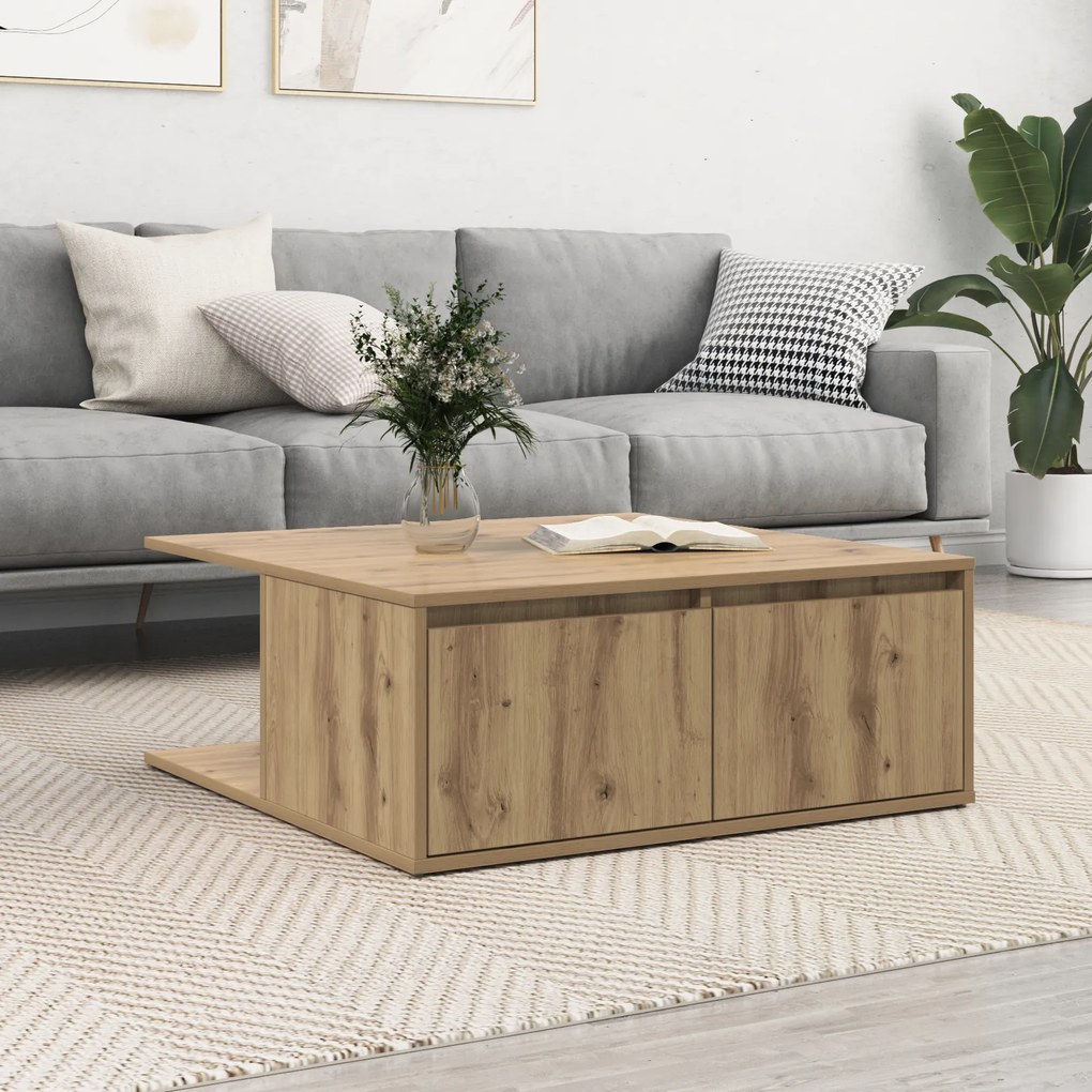 vidaXL Τραπεζάκι σαλονιού with Drawer artisan δρυς 80 x 80 x 31 cm