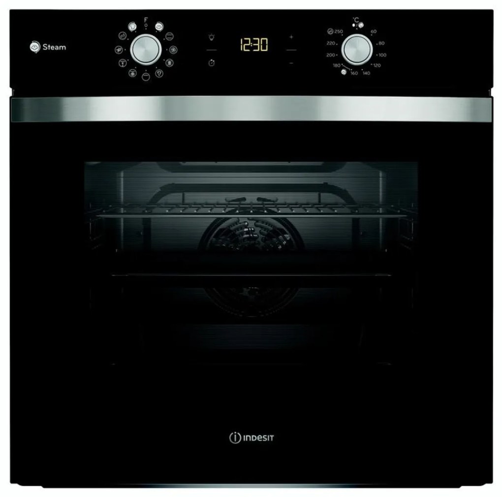 Indesit IFWS 4841 JH BL Φούρνος άνω Πάγκου 71lt Π59.5εκ. Υδρόλυση Μαύρος