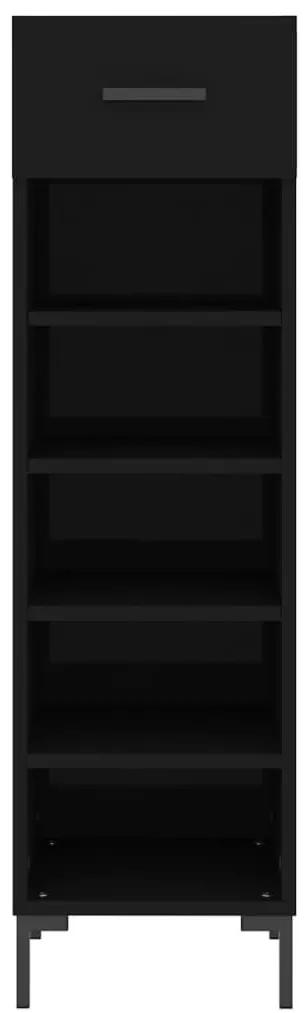 Παπουτσοθήκη Μαύρη 30 x 35 x 105 εκ. από Επεξεργασμένο Ξύλο - Μαύρο