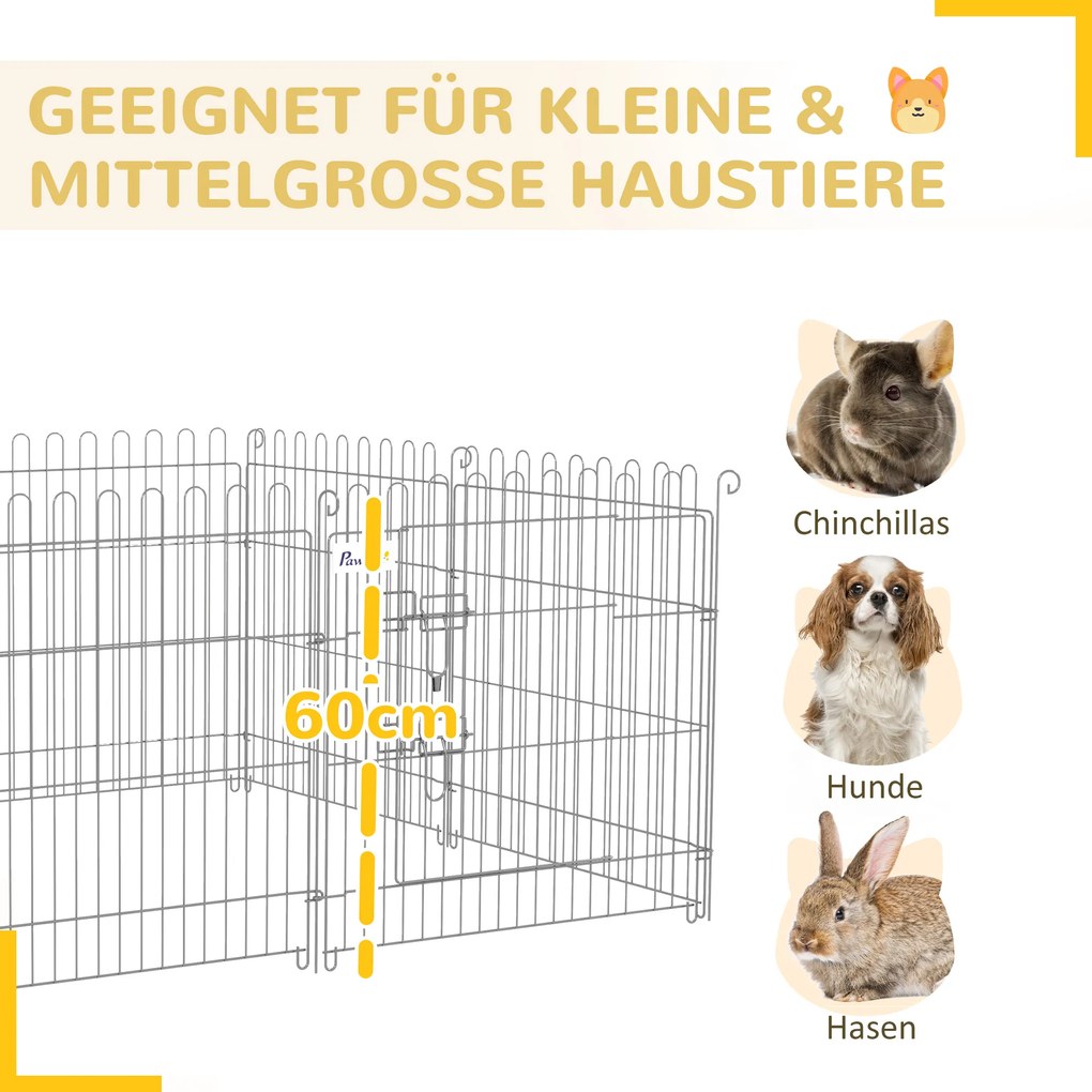 PawHut Περίφραγμα Εξωτερικού Χώρου για Κουτάβια Περίφραγμα Κουταβιών Πάρκο Κουταβιών Πλέγμα Κουταβιών για Ζώα 8 τεμάχια Π63 x Υ60 cm