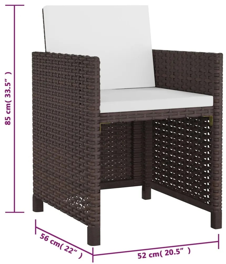 vidaXL Σετ Τραπεζαρίας Εξ. Χώρου 5 τεμ. Καφέ Συνθ. Ρατάν με Μαξιλάρια