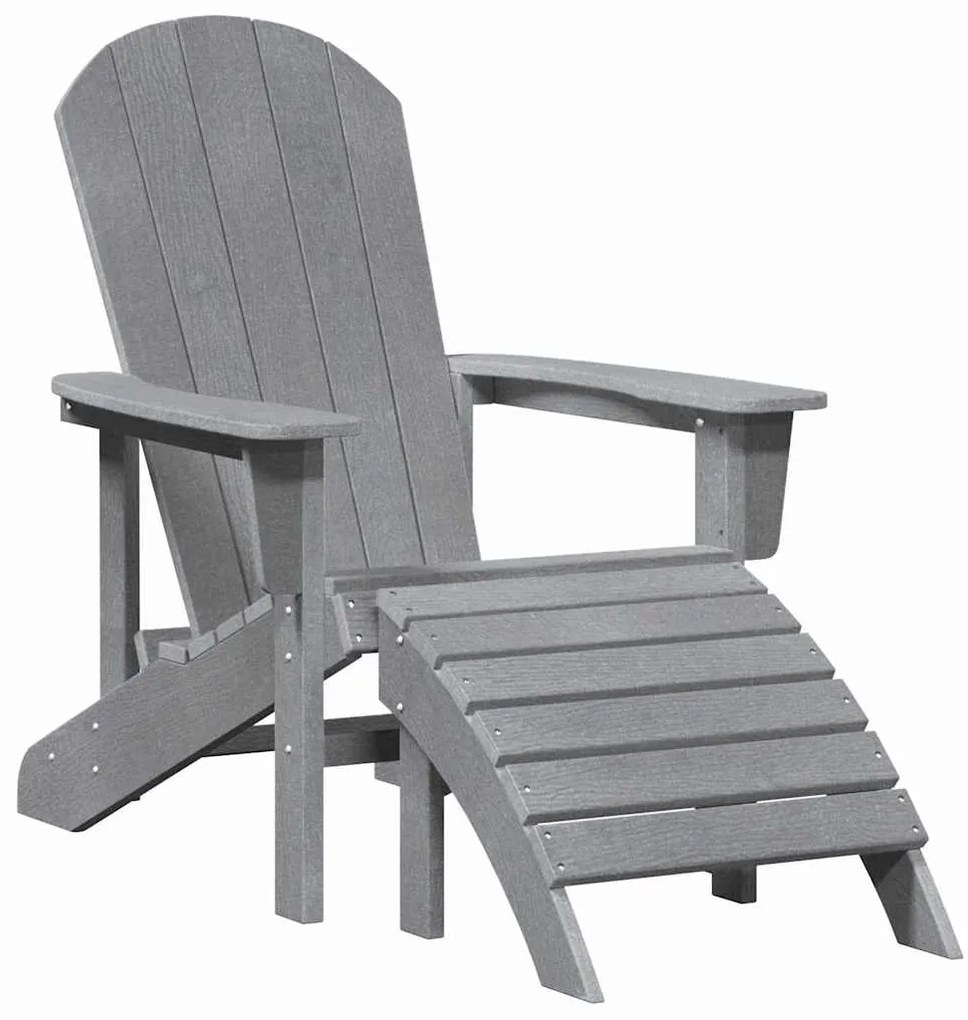 vidaXL Καρέκλα Adirondack με Ποδόστρωμα Ανοιχτό Γκρι HDPE