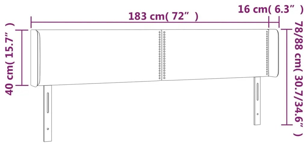 vidaXL Κεφαλάρι Κρεβατιού LED Λευκό 183x16x78/88 εκ. Συνθετ. Δέρμα