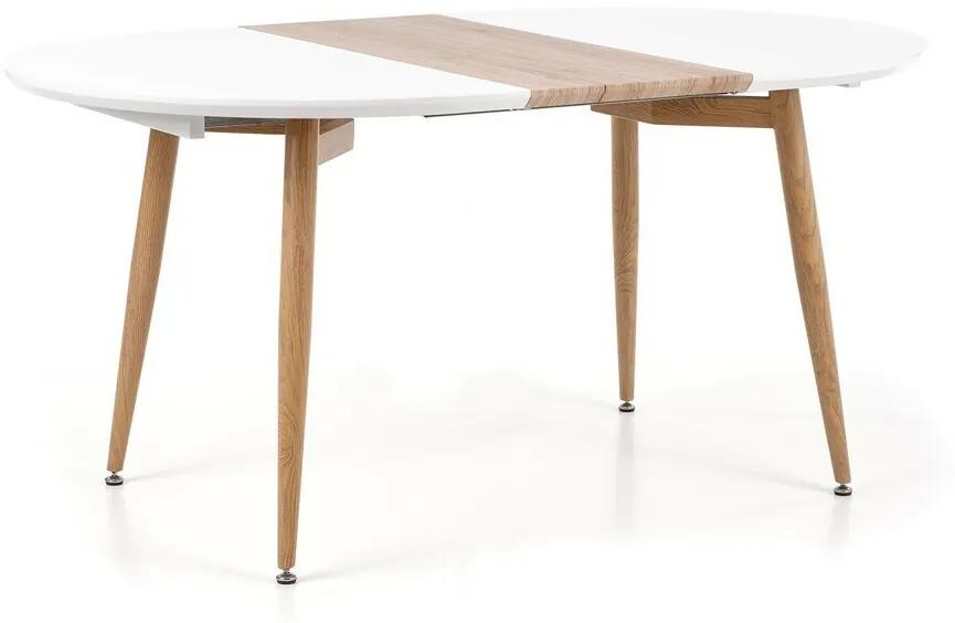 Τραπέζι Houston 567, Άσπρο, San remo δρυς, 75x100x120cm, 51 kg, Επιμήκυνση, Ινοσανίδες μέσης πυκνότητας, Μέταλλο | Epipla1.gr