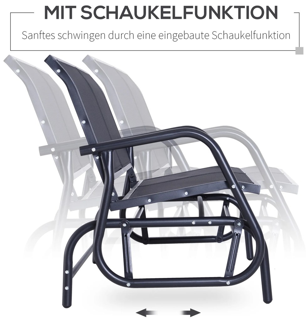 Outsunny -Κάθισμα κουνιστή πολυθρόνα κήπου με μηχανισμό κούνιας έως 200 kg φορτίο 120 x 70 x 85 cm Μαύρο